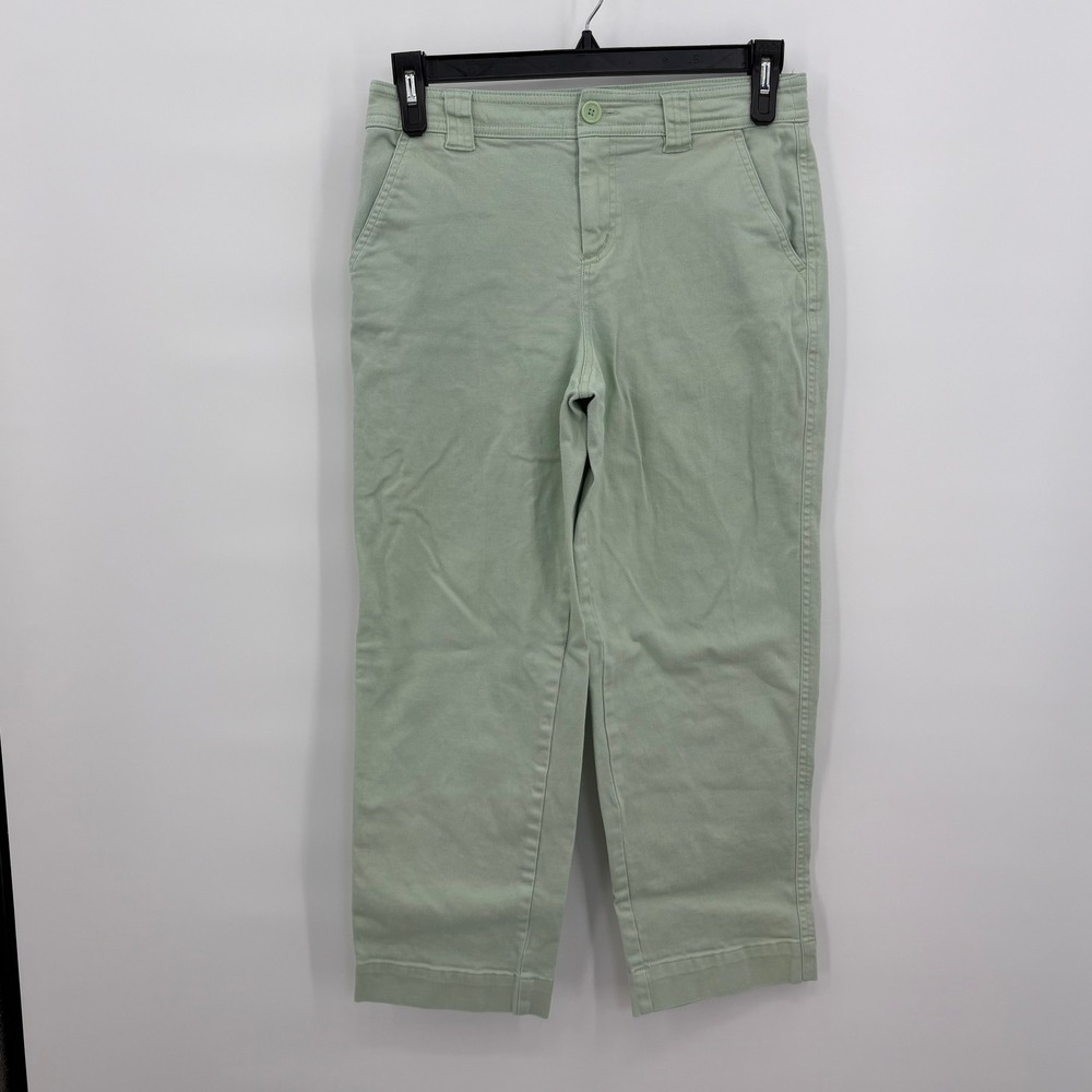 A New Day Womens Sage Green Stretch Cotton‎ Twill Straight Leg Crop Pants Size 6